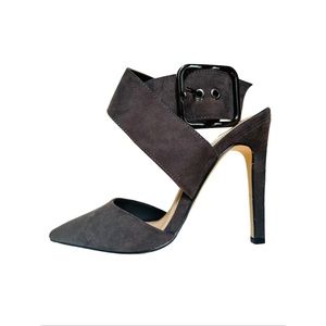 Forever 21 Gray Microsuede Wrap Around Pointy Toe Heeled Sandals, 7.5